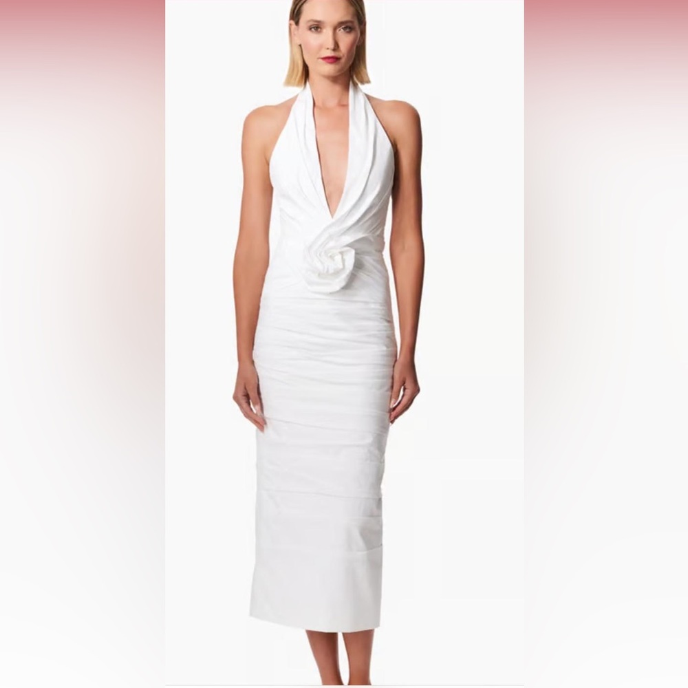 Carolina Herrera Twisted Flower Halterneck Dress